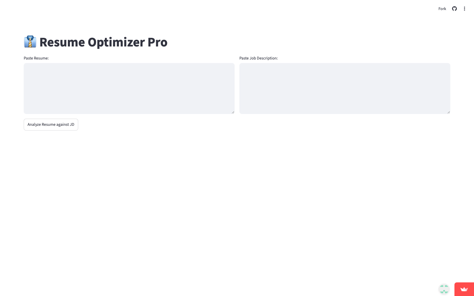 Screenshot of the Resume Optimizer Pro app