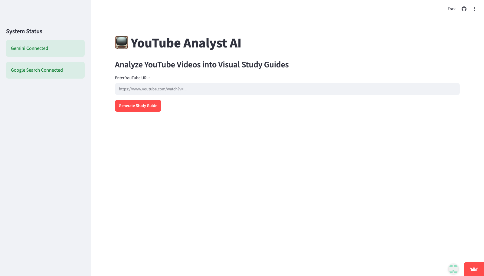 Screenshot of the YouTube Analyst AI app
